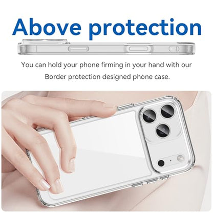 Clear Case for iPhone 17 Pro Max, Shockproof Protective Cover, Hard PC Back, Anti-Yellowing (Clear)