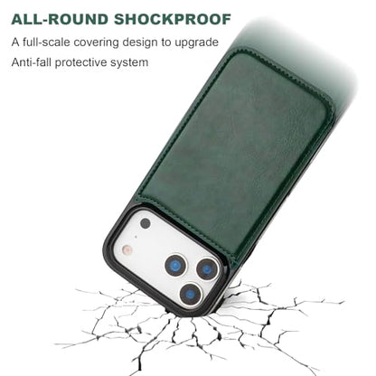 ONETOP for iPhone 17 Pro Max Wallet Case with Credit Card Holder,Green | Kickstand,ID/Cash Holder,Case Wallet with Card Slots,Double Magnetic Clasp,Durable PU Leather Shockproof Cover for Women Men - color: Green