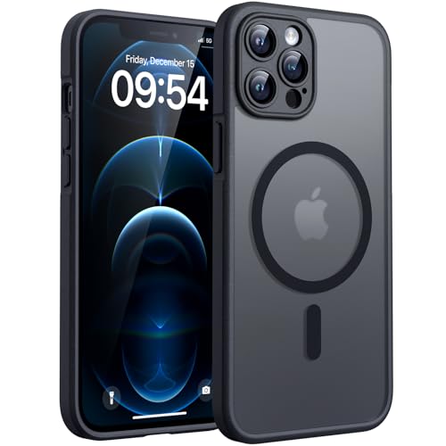 TOCOL for iPhone 12 Pro Max Case, Upgraded Full Camera Protection, Compatible with Magsafe, Drop Protection, Translucent Magnetic Matte Phone Case for iPhone 12 Pro Max 6.7 inch (Black) - color: Black, size: Iphone 12 Pro Max