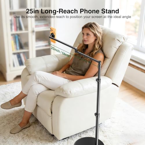 elitehood Magnetic Floor Phone Stand for Bed, Magsafe Overhead Phone Holder - size: 4" - 7" Magnetic Phone Holder