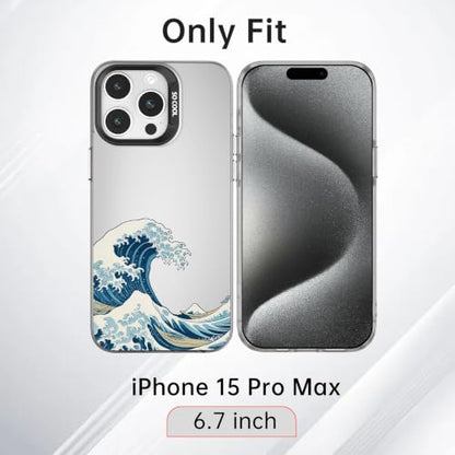for iPhone 15 Pro Max Case, TPU, Drop Protection, Waves | Matte Silver Back, Shockproof, Fade-resistant, Anti-yellow, Lens Protection, Precise Cutout, Slim grip, Waves - color: Waves, size: iPhone 15 Pro Max