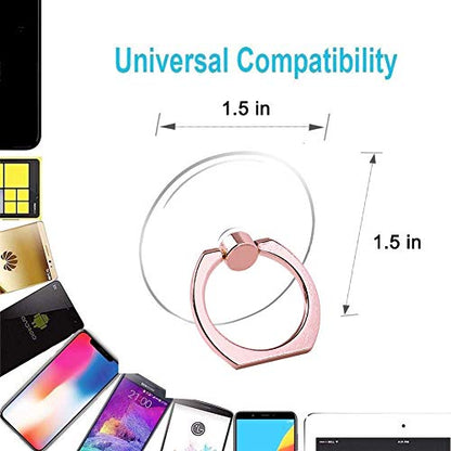 Cell Phone Ring Holder Stand Transparent Finger Grip Loop 360 Degree Rotation Finger Ring Stand (2 Rose Gold 2 Black (Round)) - color: 2 Rose Gold 2 Black (Round)