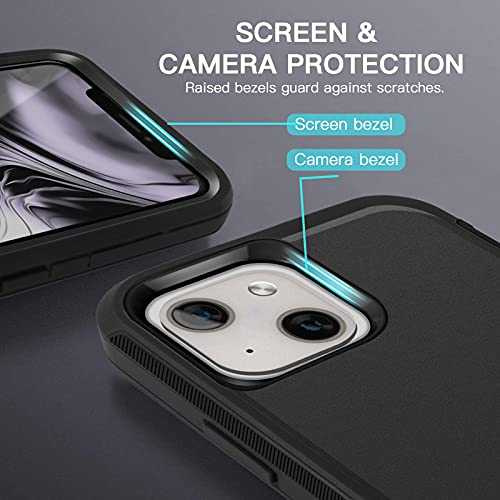 AICase for iPhone 13/iPhone 14 with Belt-Clip Holster, Screen Protector, Heavy Duty Protective Phone Case, Military Grade Full Body Protection Shockproof/Dustproof/Drop Proof Rugged Tough Cover(Black) - color: Black with Belt Clip