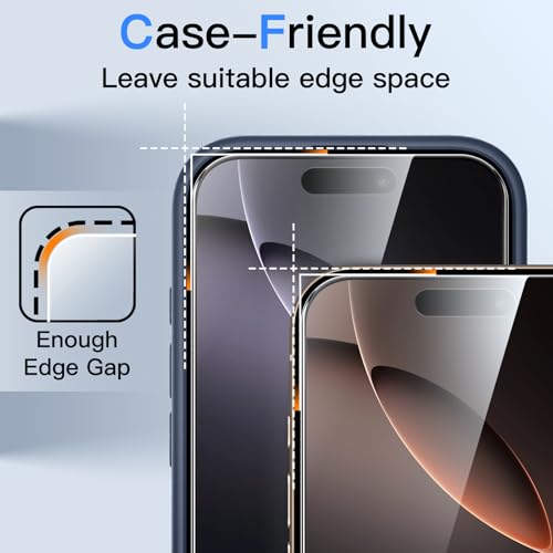 JETech 360° Privacy Screen Protector for iPhone 16 Pro Max, 2-Pack - size: iPhone 16 Pro Max
