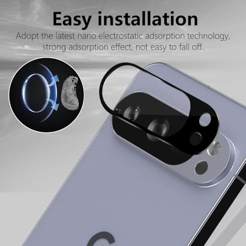 2 Pack Camera Lens Frame for Google Pixel 10 Pro, 9H Glass Screen Protector Anti-Scratch, Tempered Glass Camera Cover Accessories for Google Pixel 10 Pro, Black - size: for Google Pixel 10 Pro
