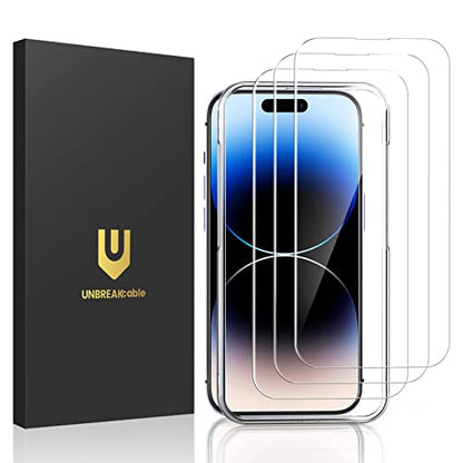 UNBREAKcable 3-Pack Screen Protector for iPhone 14 Pro Tempered Glass - size: iPhone 14 Pro