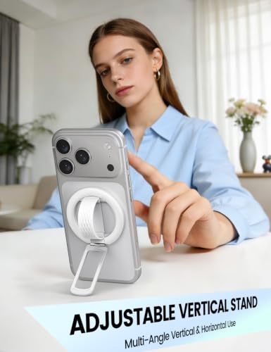 Lamicall Magnetic Phone Grip Silicone Finger Loop for MagSafe - color: Snow White - Zinc Alloy - Silicone Grip