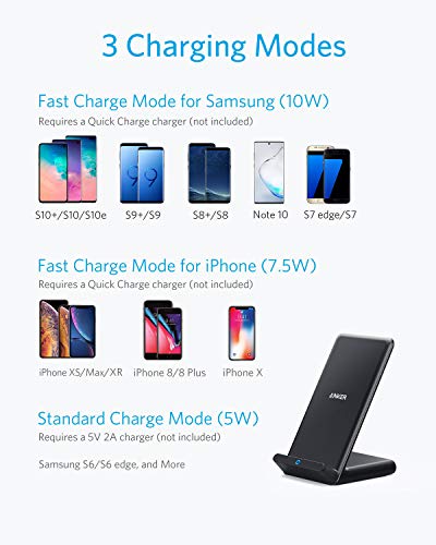 Anker 313 Qi-Certified 10W Max Wireless Charger Stand - color: Black, size: 2pack