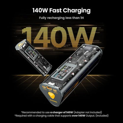 SHARGEEK 170 Power Bank, 140W Portable Charger 24000mAh/86.4Wh - color: Dark gray