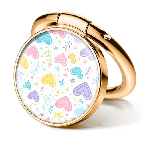 Cell Phone Ring Holder, Cute Phone Ring Grip Stand, 360°Rotation Funny Metal Kickstand Finger Grip Cute Hearts - color: Cute Hearts