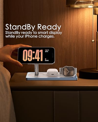 PETINO 3 in 1 Wireless Charging Station for Apple Devices with MagSafe - color: Blue