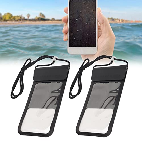 2 Pack Waterproof Phone Pouch Water Shedding Phone Pouches Cases, Large, Touchscreen, Transparent,Cell Phone Dry Bag for Swimming and Diving Within 6.4 Inches