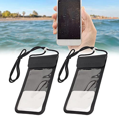 2 Pack Waterproof Phone Pouch Water Shedding Phone Pouches Cases, Large, Touchscreen, Transparent,Cell Phone Dry Bag for Swimming and Diving Within 6.4 Inches