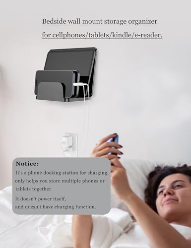 Wall Mount Phone Holder, Black - color: Black