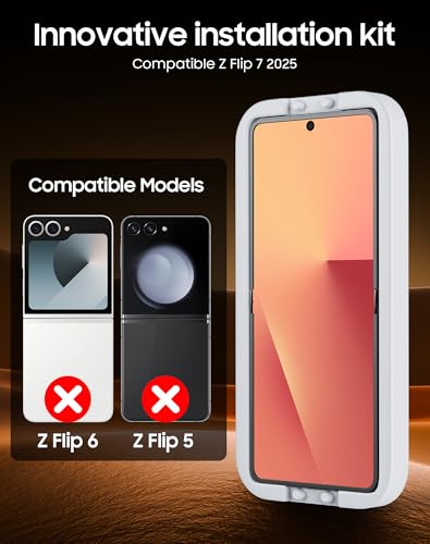 Spugan for Samsung Galaxy Z Flip 7 Screen Protectors, 2 Pcs Inner Screen TPU Protective Film [Installation Kit] + 2 Pcs Outer Screen Tempered Film, Durable, Scratch Resistant, Bubble Free, Newbie Friendly, Ultra HD - size: Flip7-2+2 Pac