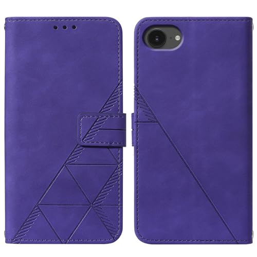 Flip Wallet Case for iPhone 17e/16e, Wrist Strap, Purple | Embossed PU Leather, Detachable Wrist Strap, Card Slots, TPU Inner, Cash Pocket, Magnetic Closure, Stand, Precise Cutouts - color: Purple