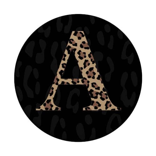 Black Leopard Print Cute Initial Letter A Monogram For Women PopSockets Adhesive PopGrip - style: Adhesive PopGrip