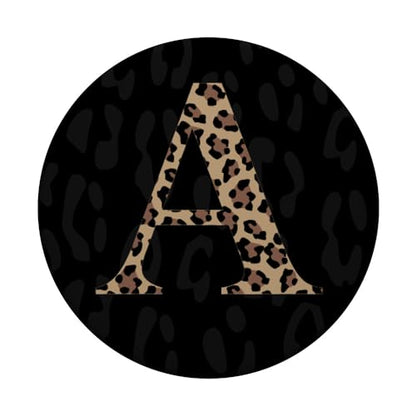 Black Leopard Print Cute Initial Letter A Monogram For Women PopSockets Adhesive PopGrip - style: Adhesive PopGrip