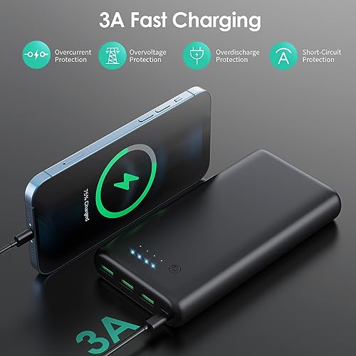 Portable Charger 36800mAh Power Bank,PD Fast Charging USB C External Battery Pack,4 Outputs 2 Inputs Travel Essentials Portable Phone Charger for iPhone 17/16/15/14/13/12,Galaxy S24 Android Phone etc - color: Black