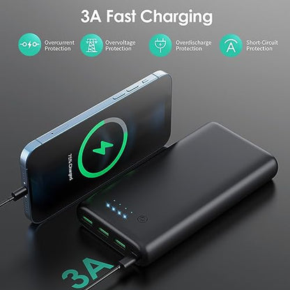 Portable Charger 36800mAh Power Bank,PD Fast Charging USB C External Battery Pack,4 Outputs 2 Inputs Travel Essentials Portable Phone Charger for iPhone 17/16/15/14/13/12,Galaxy S24 Android Phone etc - color: Black