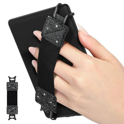 MoKo Security Hand-Strap for 6-8" Kindle eReaders Fire Tablets,Shiny Black - color: Black Glitter, style: Black Strap