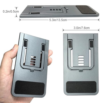 POQOD Ultrathin Cell Phone Stand for Desk, Foldable Phone Stand - color: Grey-Ultrathin