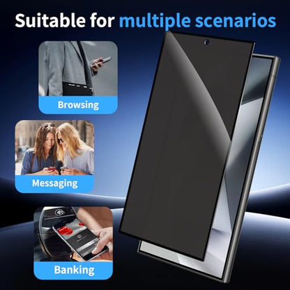 2 Pack for Samsung Galaxy S24 Ultra Privacy Screen Protector Auto-Alignment - size: Galaxy S24 Ultra