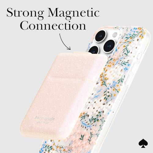 kate spade new york Flip Magnetic Card Holder/Wallet - That Sparkle Pink | Stylish Phone Wallet - Compatible w/MagSafe Phones & Cases -Detachable MagSafe Wallet for iPhone 17 Pro Max/16/15/14/Pixel 10 - color: Flip - That Sparkle Pink