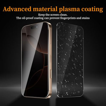 2 Pack Privacy Screen Protector for iPhone 17/17 Pro/16 Pro，Anti-Spy Tempered Glass Film, Anti-Scratch, 9H Hardness，Compatible phone cases，High definition
