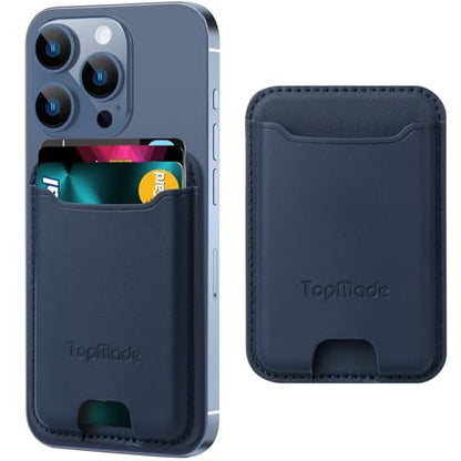 Phone Card Holder, Premium Leather Phone Wallet Stick on, Fit 4 Cards - color: Dark Blue