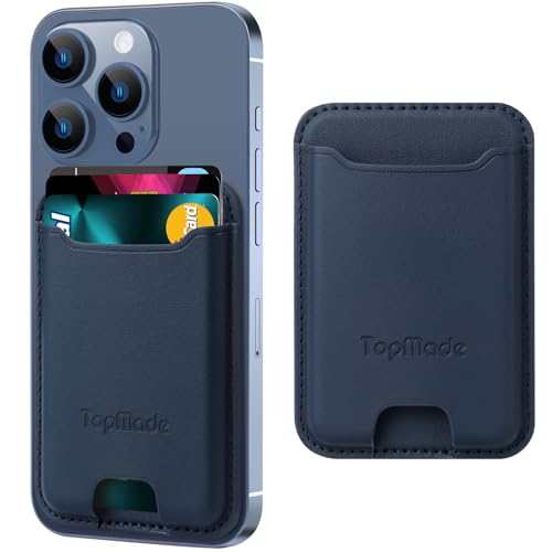 Phone Card Holder, Premium Leather Phone Wallet Stick on, Fit 4 Cards - color: Dark Blue