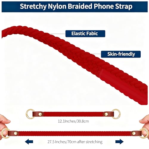 Hovmwey Stretchy Phone Lanyard Tether, 2 Pack Phone Leash Anti-theft Phone Strap for Anti-drop Outdoor Hiking Cycling Climbing Universal for Most Cell Phones, Red - color: Red