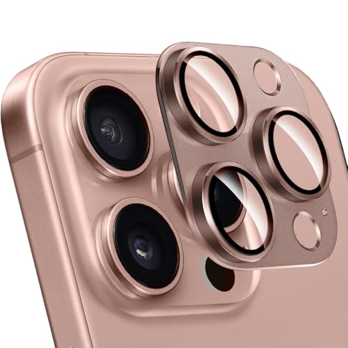 ZXZone for iPhone 16 Pro/iPhone 16 Pro Max Camera Lens Protector, Strong Adhesion Aluminum alloy & Sapphire Glass material [Drop Protection] 9H Tempered Glass Camera Cover screen Metal Ring Case Friendly Scratch Resistant Easy to Install (Desert Gold) - c
