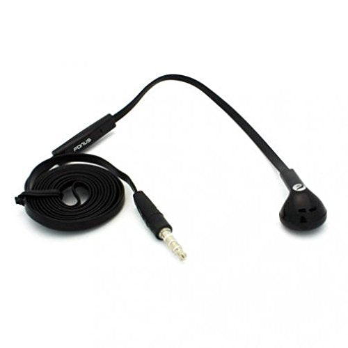 Flat Wired Headset MONO Hands-free Earphone w Mic Single Earbud Headphone [3.5mm] [Black] for Consumer Cellular Motorola Moto E LTE - Consumer Cellular Motorola Moto G4