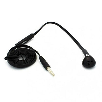 Flat Wired Headset MONO Hands-free Earphone w Mic Single Earbud Headphone [3.5mm] [Black] for Consumer Cellular Motorola Moto E LTE - Consumer Cellular Motorola Moto G4