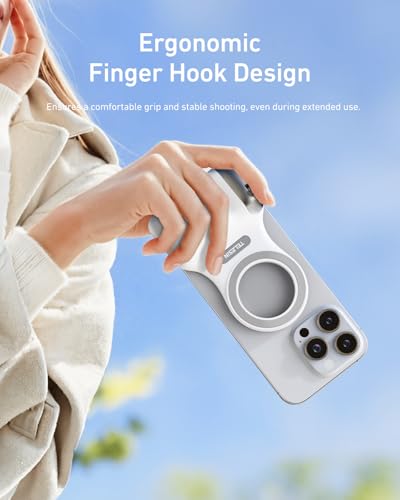 TELESIN Fun Shot Zoom Magnetic Phone Camera Grip for iPhone/Magsafe/Android - color: Matte White
