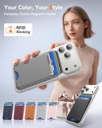 for MagSafe Wallet, 5 Card Holder, Slim Leather Magnetic Wallet for iPhone 17/16/15/14/13/12 Pro Max Plus Air Series, 1 Card Slots & 1 Cash Slot,Grey - color: Grey