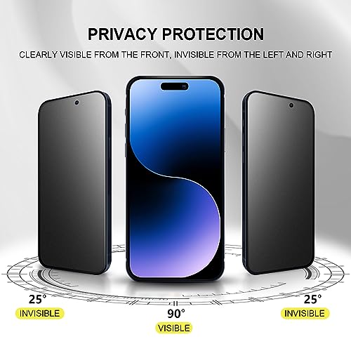 for iPhone 15 Pro Max 6.7" Matte Privacy Screen Protector with Camera Lens Protector Full Coverage Anti-glare Anti-spy Tempered Glass Film Anti-fingerprint Easy Installation - size: iPhone 15 Pro Max 6.7 inch