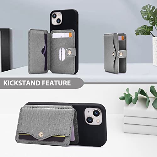 Phone Wallet For Men,Card Holder For Back Of Phone With 1pc Sticky Adhesive - color: Gray
