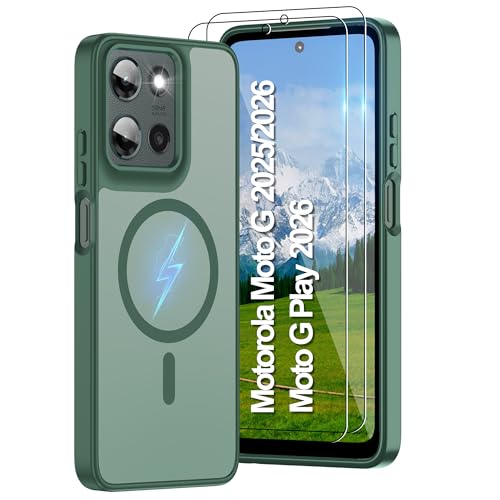 Pilaru Magnetic for Motorola Moto G 5G 2025/2026 & Moto G Play 2026 Case with Screen Protector (Built-in Magnets) (Military Grade Drop Protection) Slim Translucent Matte Shockproof for Moto G Green - color: Dark green, size: Moto G 5G 2025/2026 & G Play 2