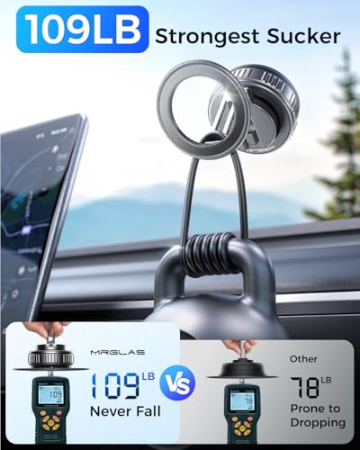 Upgraded 360° Rotation Vacuum Magnetic Phone Holder Stand for iPhone 17 - color: Black