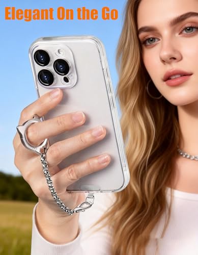 Metal Cat Head Phone Finger Grip Ring Chain Lanyard Keychain Holder Charm - color: Silver