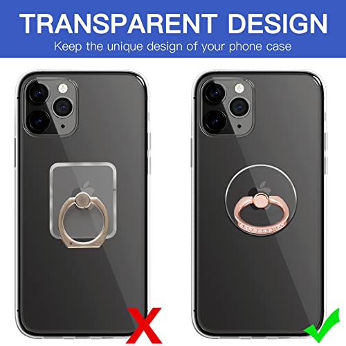 YINHEXI 2 Pcs Transparent Phone Ring Stand Holder Cell Phone Ring Holder Finger Grip 360 Degree Rotation (Rose Gold & Diamond-1) - color: Rose Gold & Diamond-1