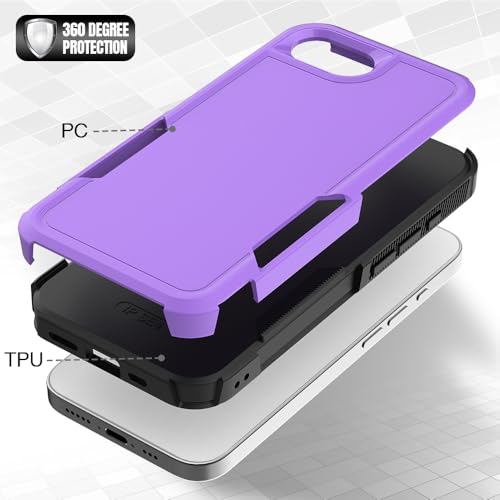 for iPhone 16E / iPhone 17E Case: Dual Layer Protective Heavy Duty Cell Phone Cover Shockproof Rugged with HD Screen Protector - Military Protection Bumper Tough - for iPhone 16E / iPhone 17E, Purple - color: Purple (PC) + Black (TPU)