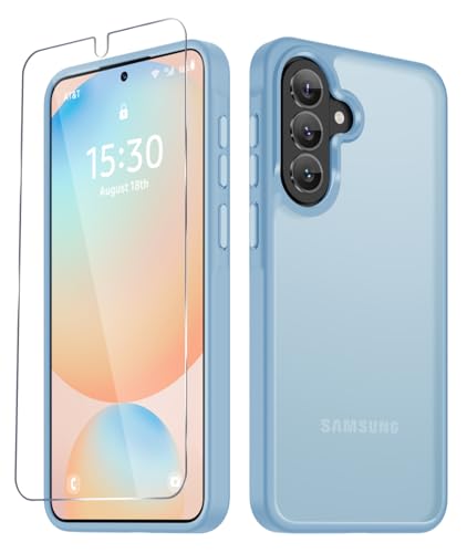 YENAPOON for Samsung Galaxy A37 5G Case, Matte Phone Case, Light Blue | with 1 Screen Protector, Frosted Translucent Back, Slim Shockproof Protective Cover - color: Light Blue, size: for Galaxy A37 5G