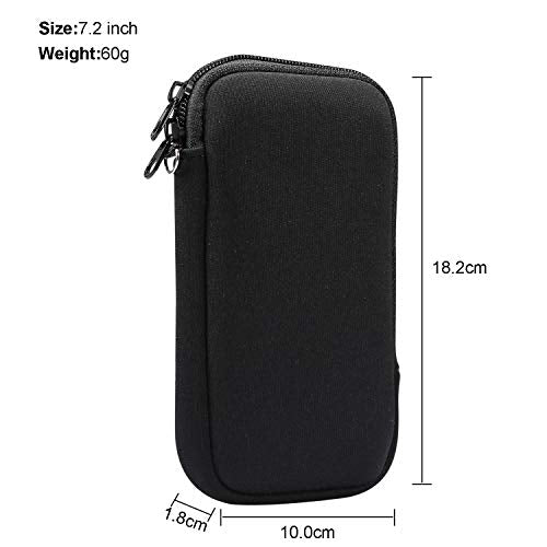 Zipper Neoprene Cell Phone Pouch Sleeve Carrying Case with Neck Lanyard for Samsung Galaxy S25 Ultra S24 Ultra A05 A06 A15 A14 A16 A26 A25 A55 A04, Moto G Pure G Stylus 2023, OnePlus 13 (Black-XL)