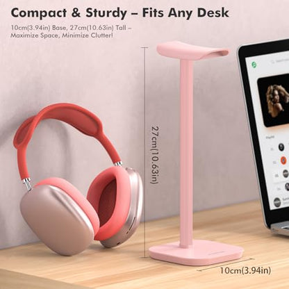 Headphone Stand, Aluminum Desk Headset Earphone Holder (Pink) - color: Pink