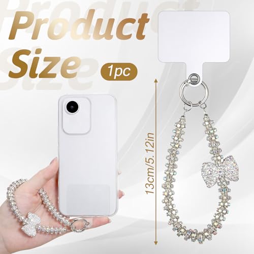 Luxury Diamond Phone Wrist Strap Beaded Cellphone Lanyard with Tether Tab Shiny Rhinestone Phones Chain Hands-Free Wristlet Bracelet Bow keychain Wristlet CellPhone Lanyards Phone Charm for Women