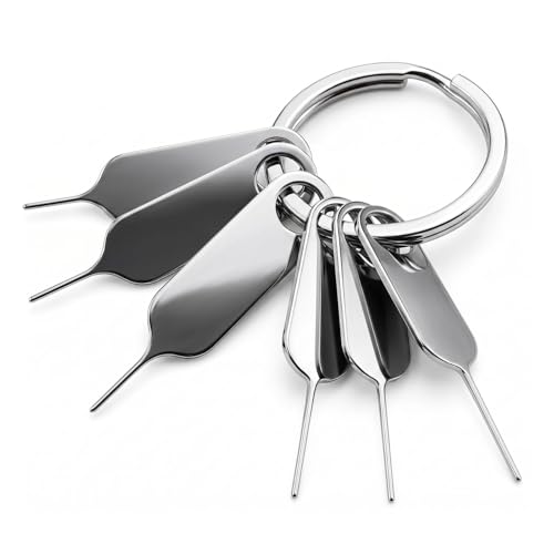 6 Pack PHONSUN Universal Sim Card Tray Removal Tool SD Opening Eject & Doorbell Reset Pin (Includes Keyring) for iPhone iPad Samsung Galaxy Google Pixel Motorola Phones - 3 Small and 3 Large - size: 3 Pk Lg and 3 Pk Sm