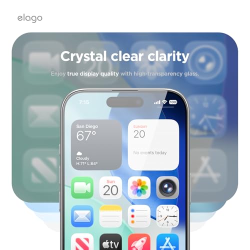 elago Tempered Glass Screen Protector for iPhone 17 Pro Clear | Case Friendly, 9H Surface Hardness, Anti-Fingerprint, Shatter-Proof, Scratch Protection, Bubble-Free - size: iPhone 17 Pro